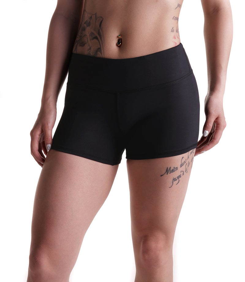 Tough Mode Women's 3" Athletic Workout Volleyball Running WOD Compression Shorts Black - Image 1